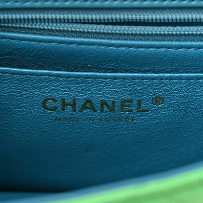 Chanel Lambskin Quilted Mini Rectangular Flap Green Blue 6 of 11
