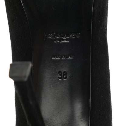 Saint Laurent Suede Calfskin Tribtoo 80 Pumps 38 Black 6 of 8