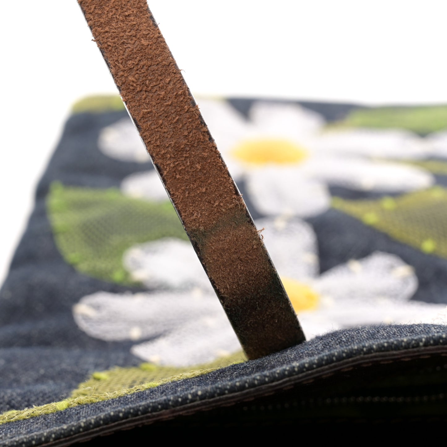 Denim Flower Applique Tote Blue