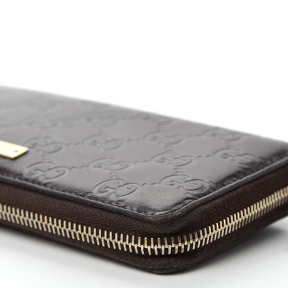 Gucci Guccissima Margaux Calfskin Metal Bar Zip Around Wallet Chocolate 9 of 11