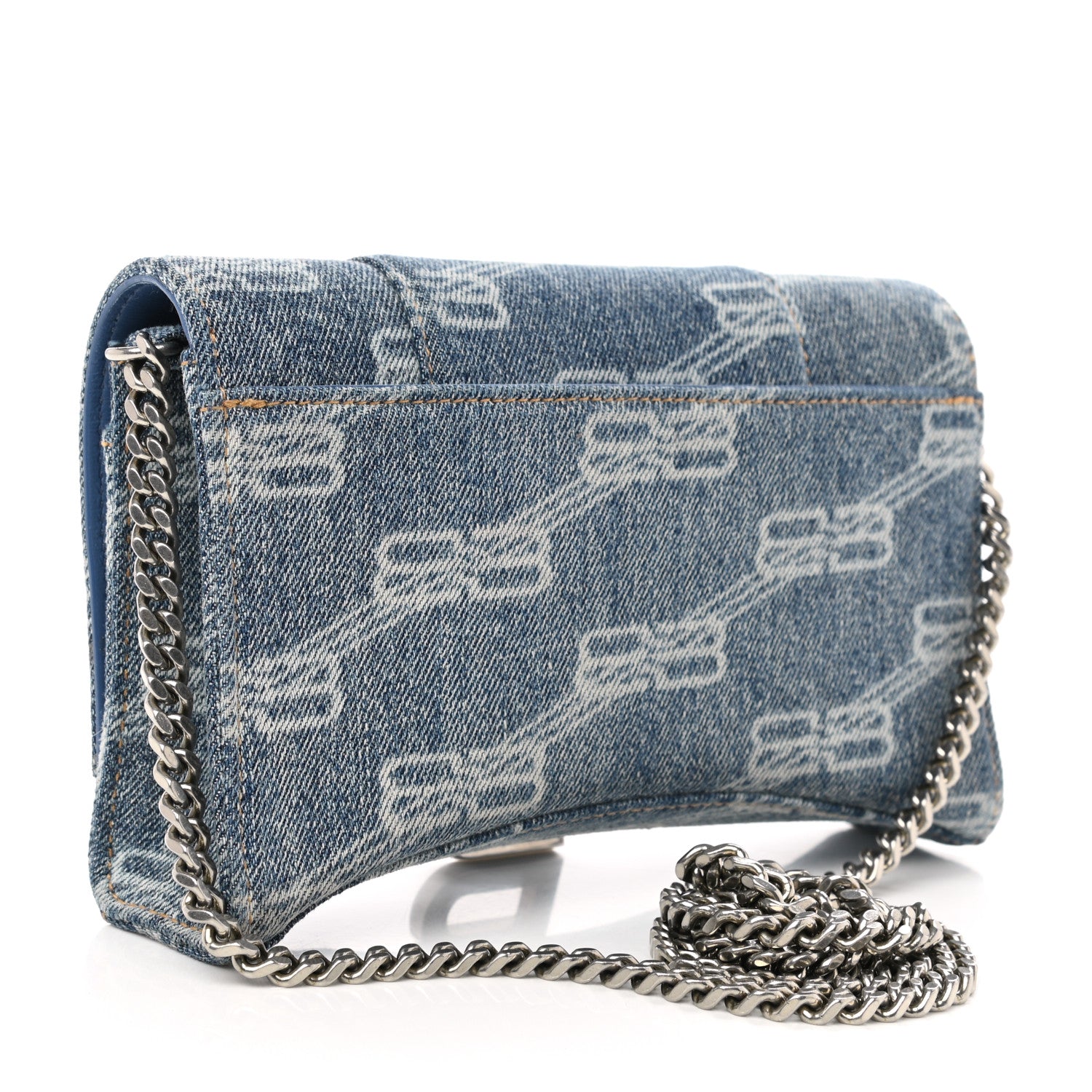 Balenciaga Denim BB Monogram Hourglass Chain Bag Blue 3 of 9