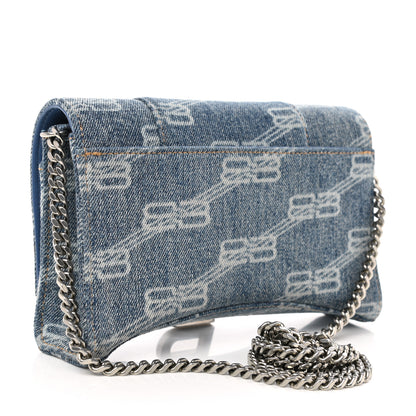 Balenciaga Denim BB Monogram Hourglass Chain Bag Blue 3 of 9