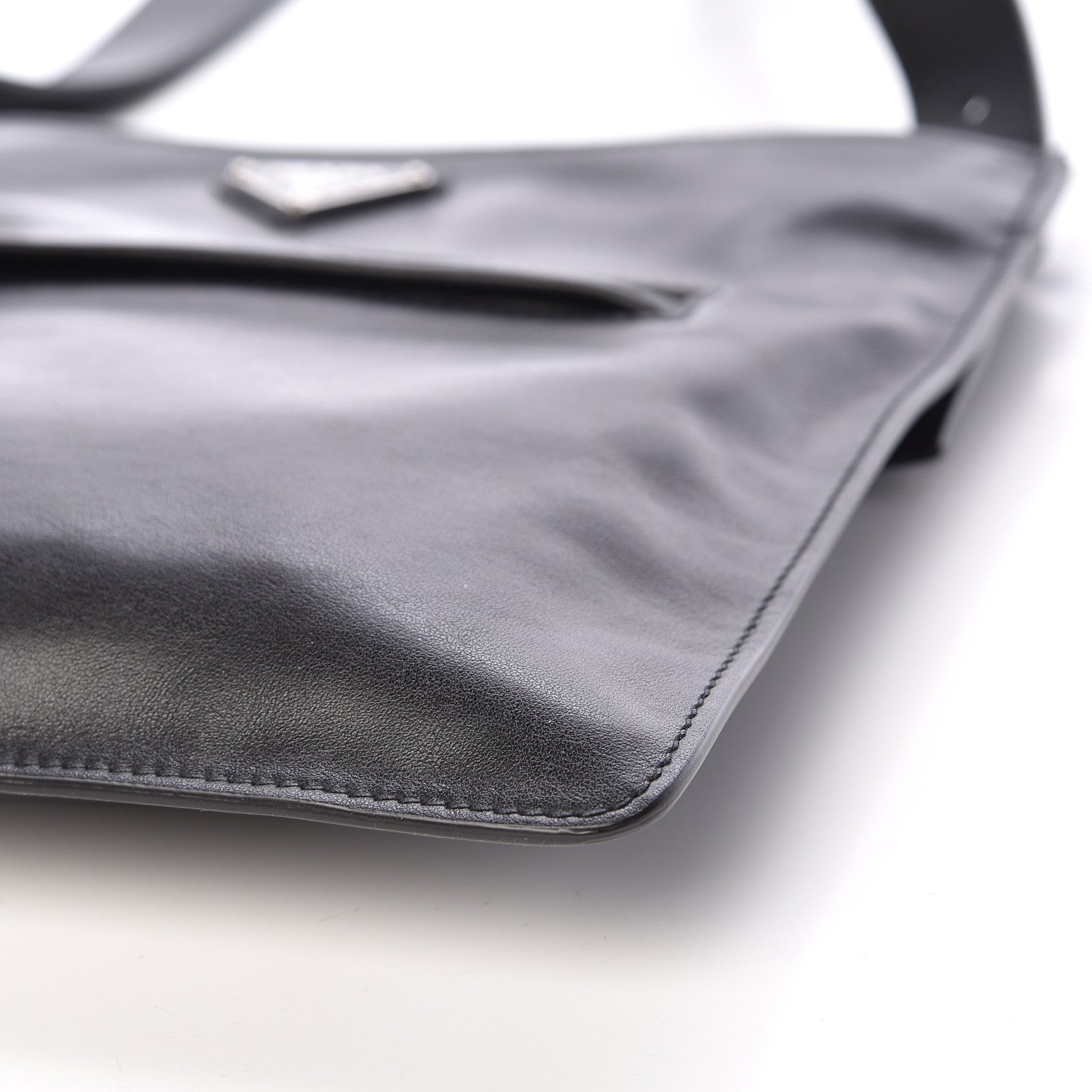 Prada Soft Calf Flat Messenger Bag Black 9 of 10