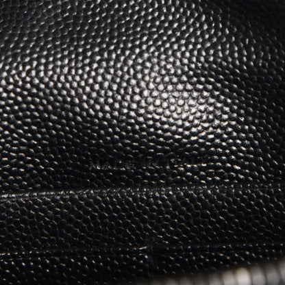 Saint Laurent Grain De Poudre Matelasse Chevron Monogram Envelope Chain Wallet Black 6 of 8