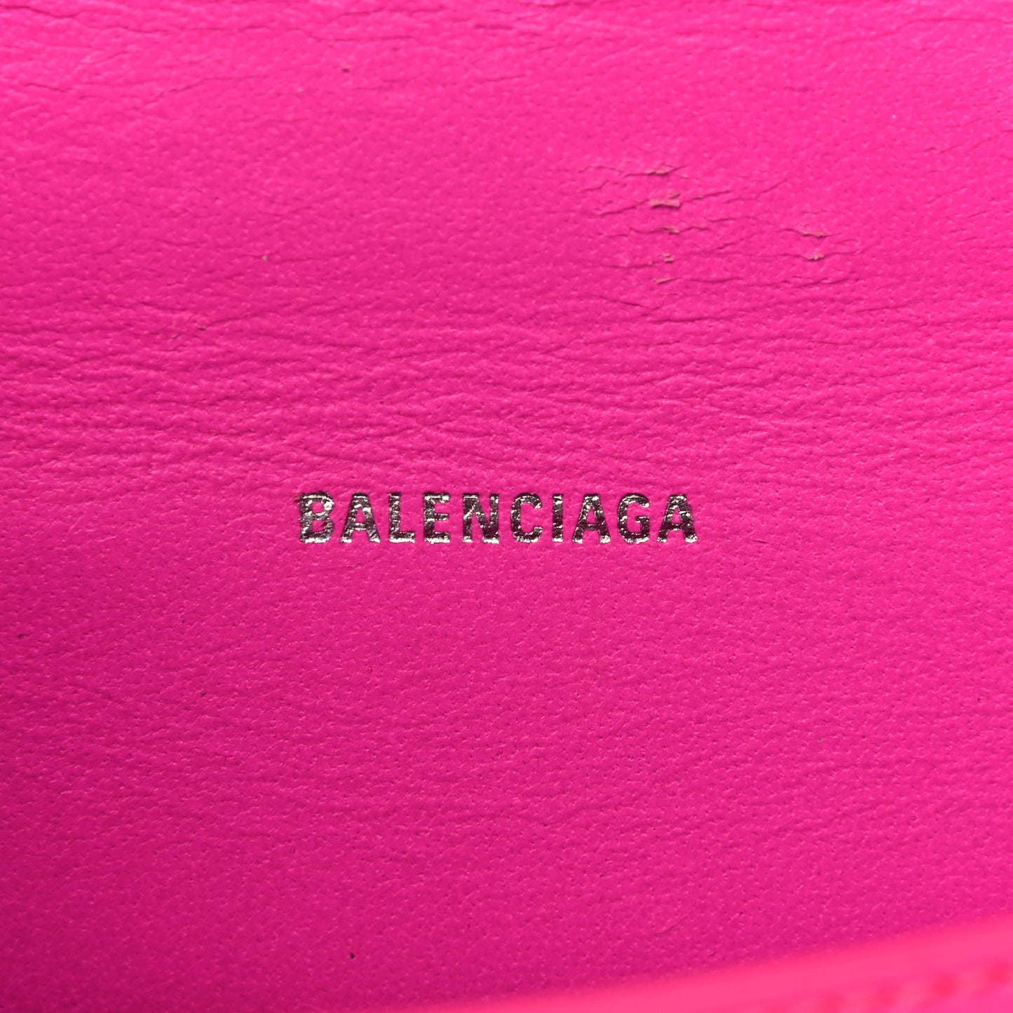Shiny Box Calfskin Tonal B Hourglass Top Handle Bag XS Fuchsia