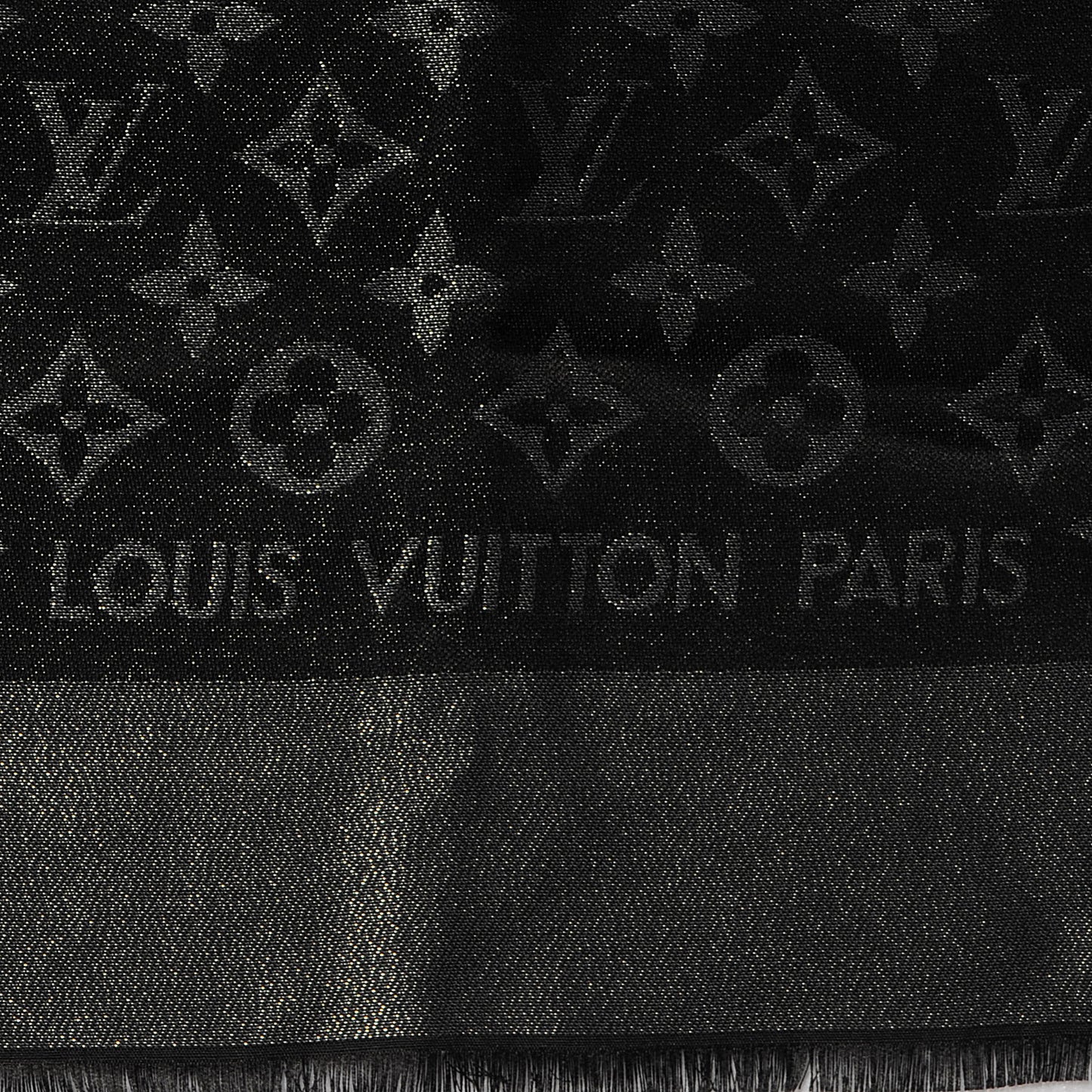 Silk Lurex Wool Monogram Shine Shawl Black