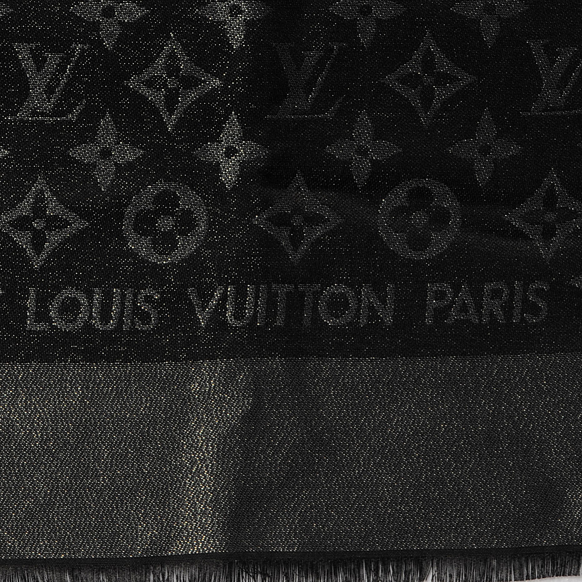 Louis Vuitton Silk Lurex Wool Monogram Shine Shawl Black 4 of 5