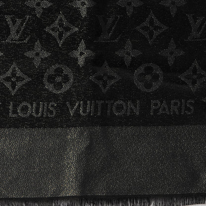 Louis Vuitton Silk Lurex Wool Monogram Shine Shawl Black 4 of 5