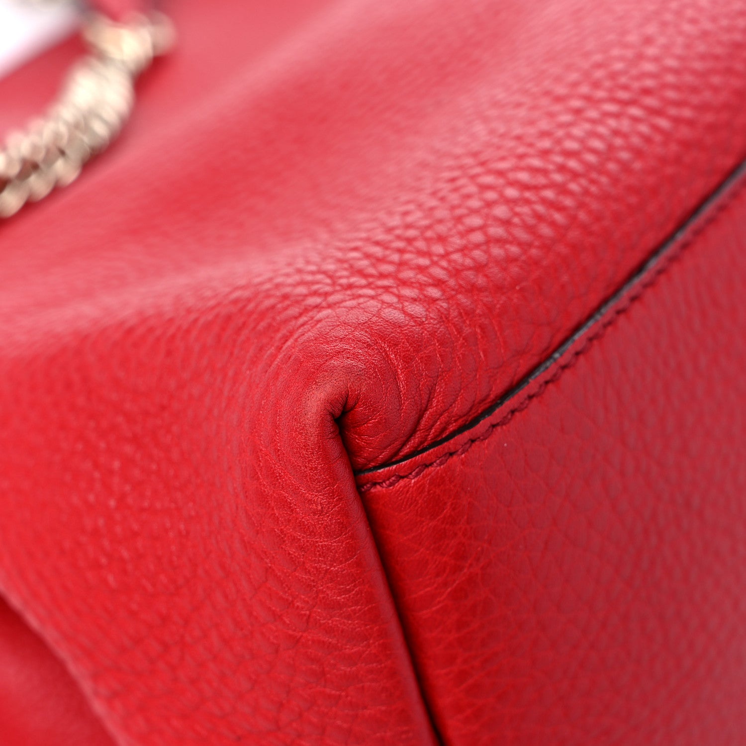 Gucci Pebbled Calfskin Medium Soho Chain Shoulder Bag Tabasco Red 10 of 15