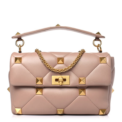 Valentino Garavani Nappa Large Roman Stud Shoulder Bag Rose Cannelle 1 of 8