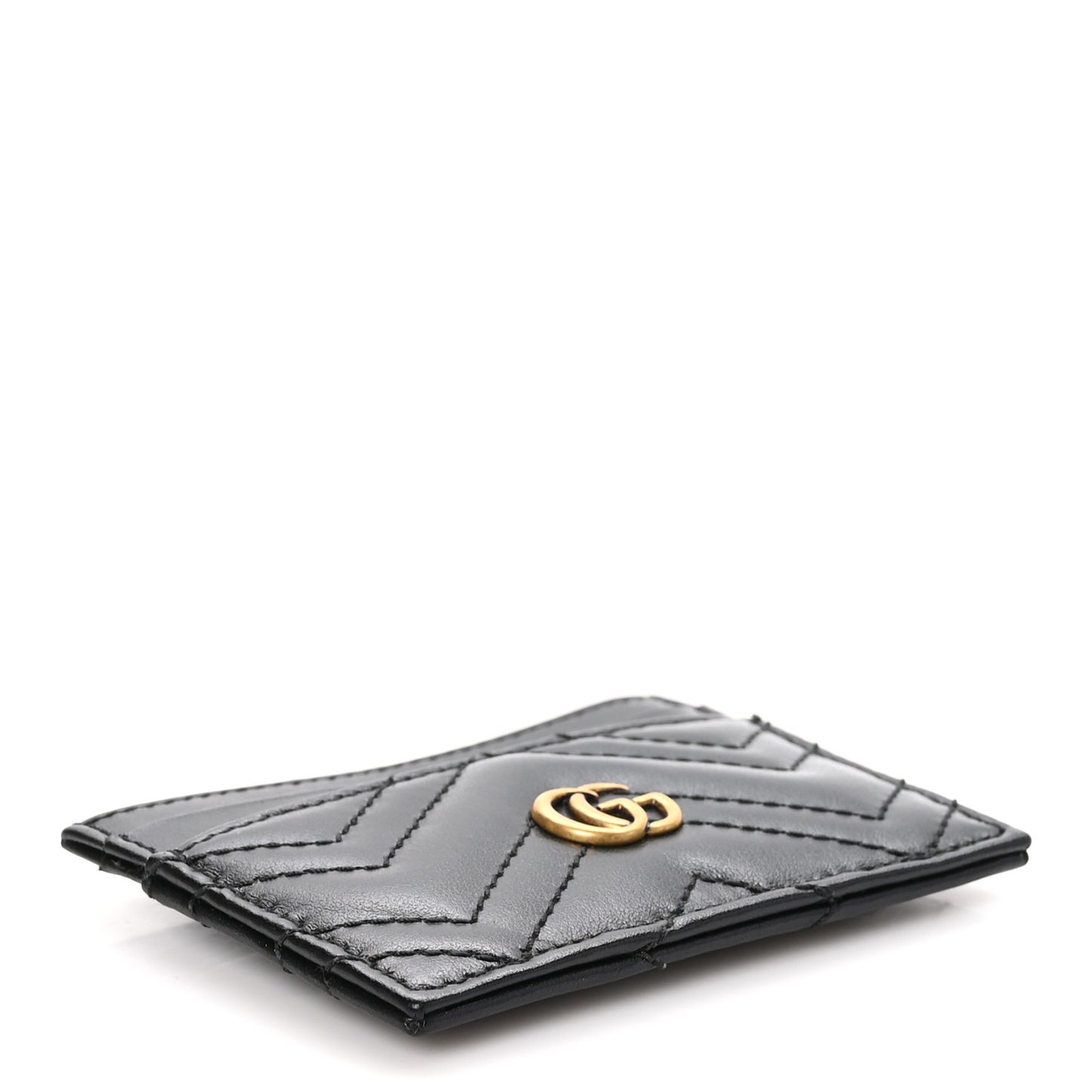 Calfskin Matelasse GG Marmont Card Holder Black