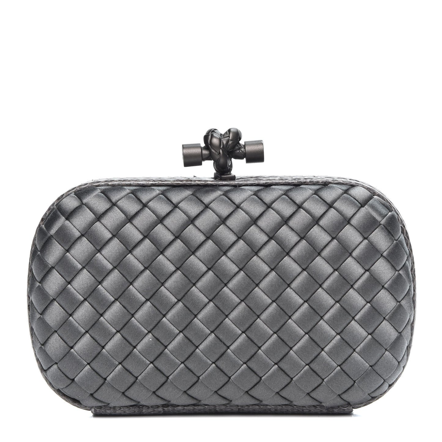 Satin Intreccio Impero Ayers Knot Clutch Light Grey