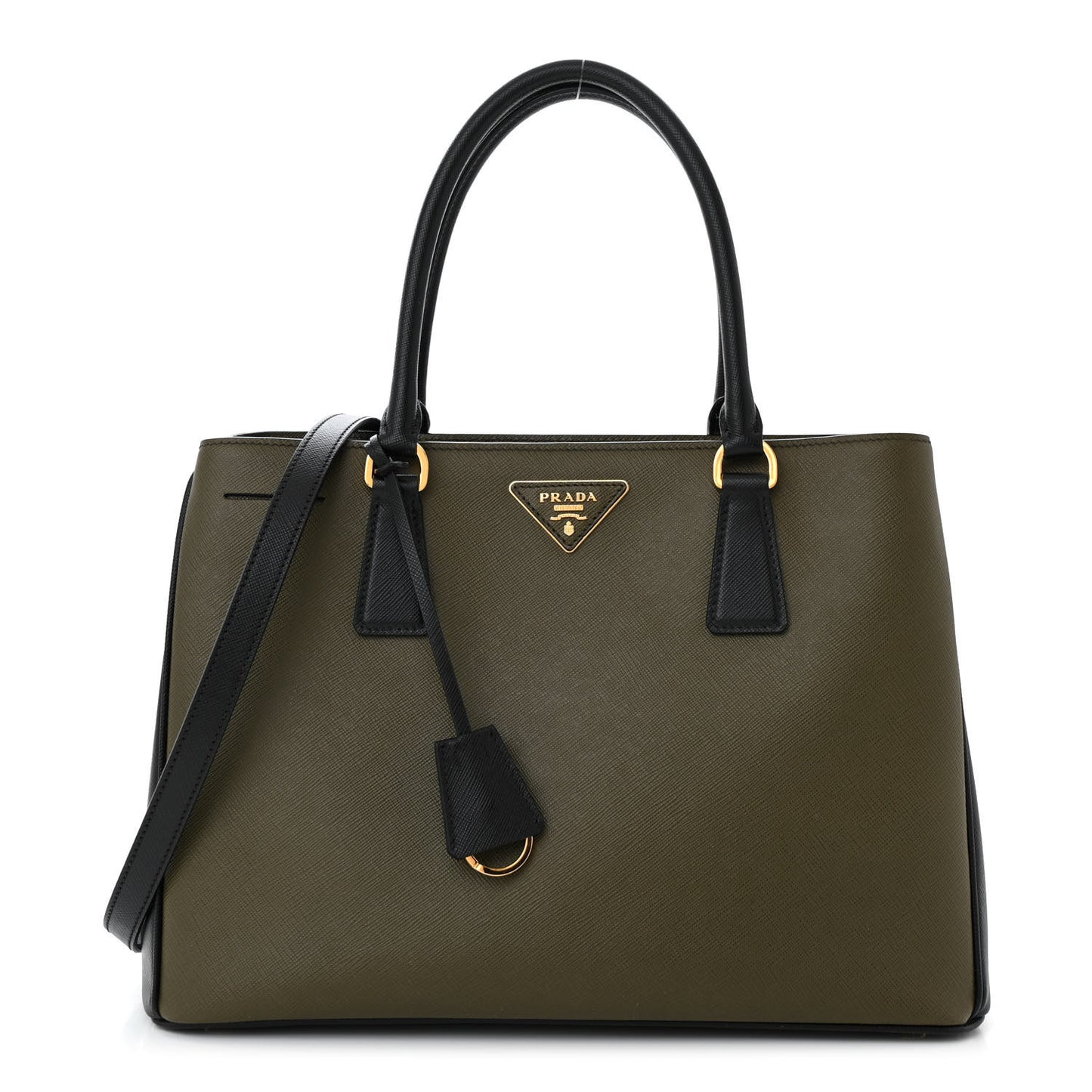 Saffiano Lux Bi-Color Medium Tote Militare Black