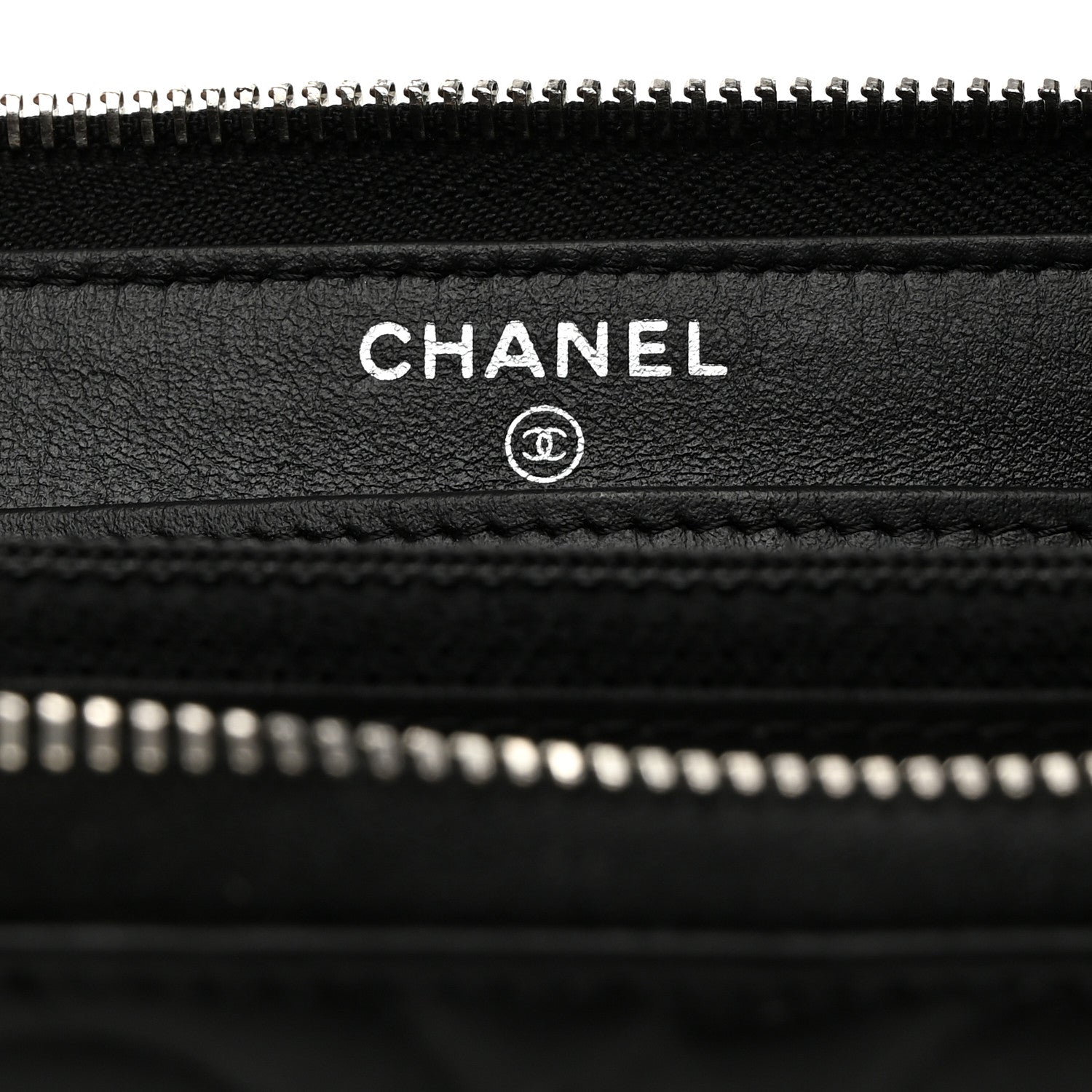 Chanel Lambskin Camellia Embossed Large Zip Around Gusset Wallet Black 6 of 12