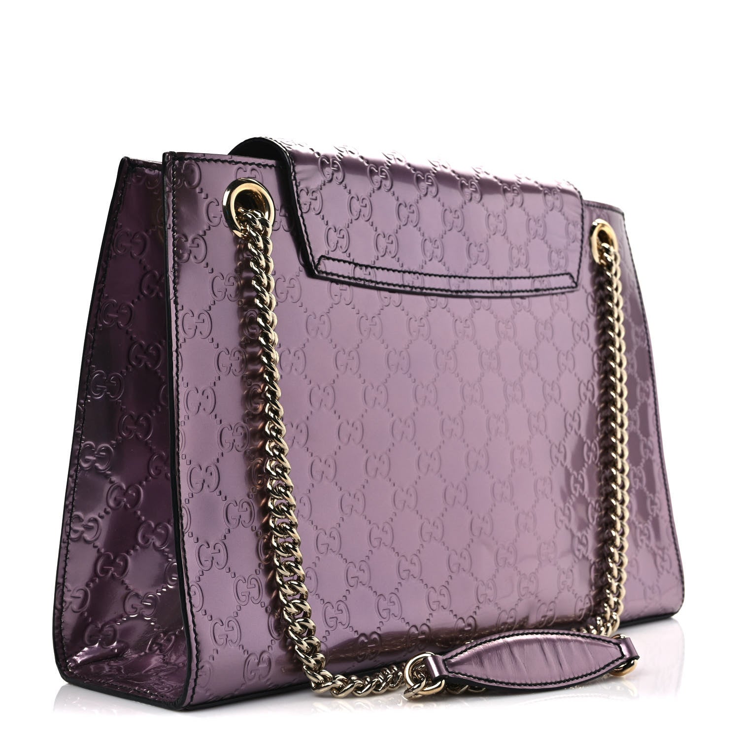 Gucci Shine Guccissima Large Emily Chain Shoulder Bag Plum 3 of 11