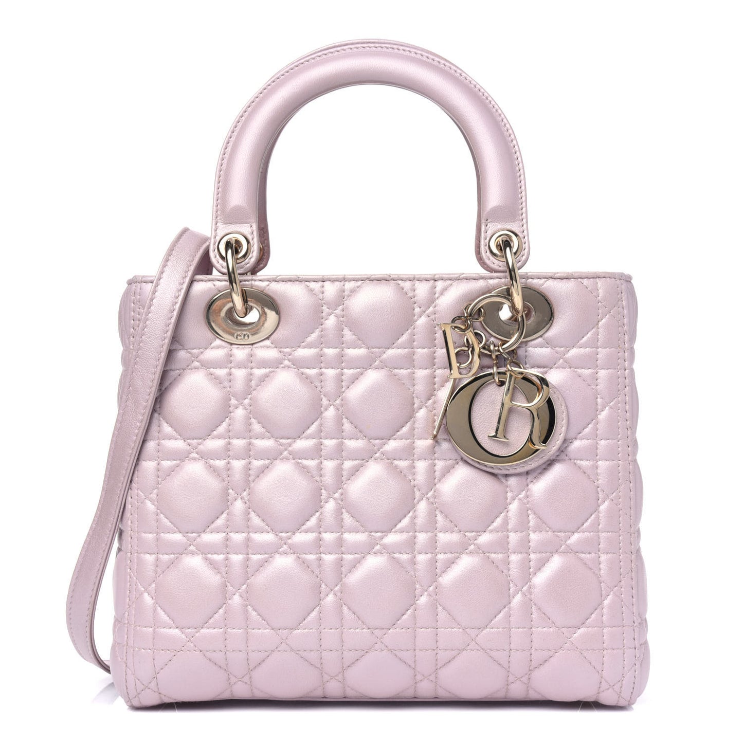 Pearly Lambskin Cannage Medium Lady Dior Lotus