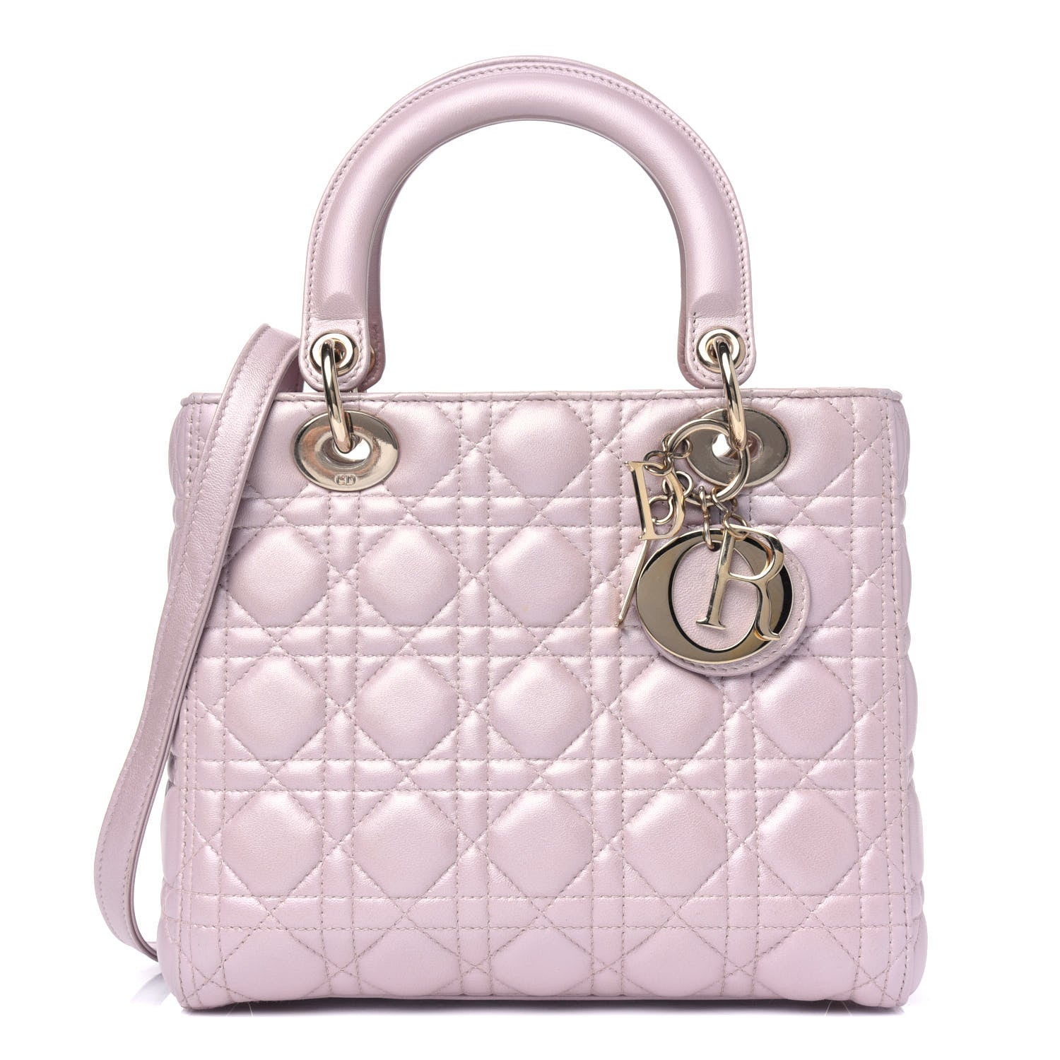 Christian Dior Pearly Lambskin Cannage Medium Lady Dior Lotus 1 of 4