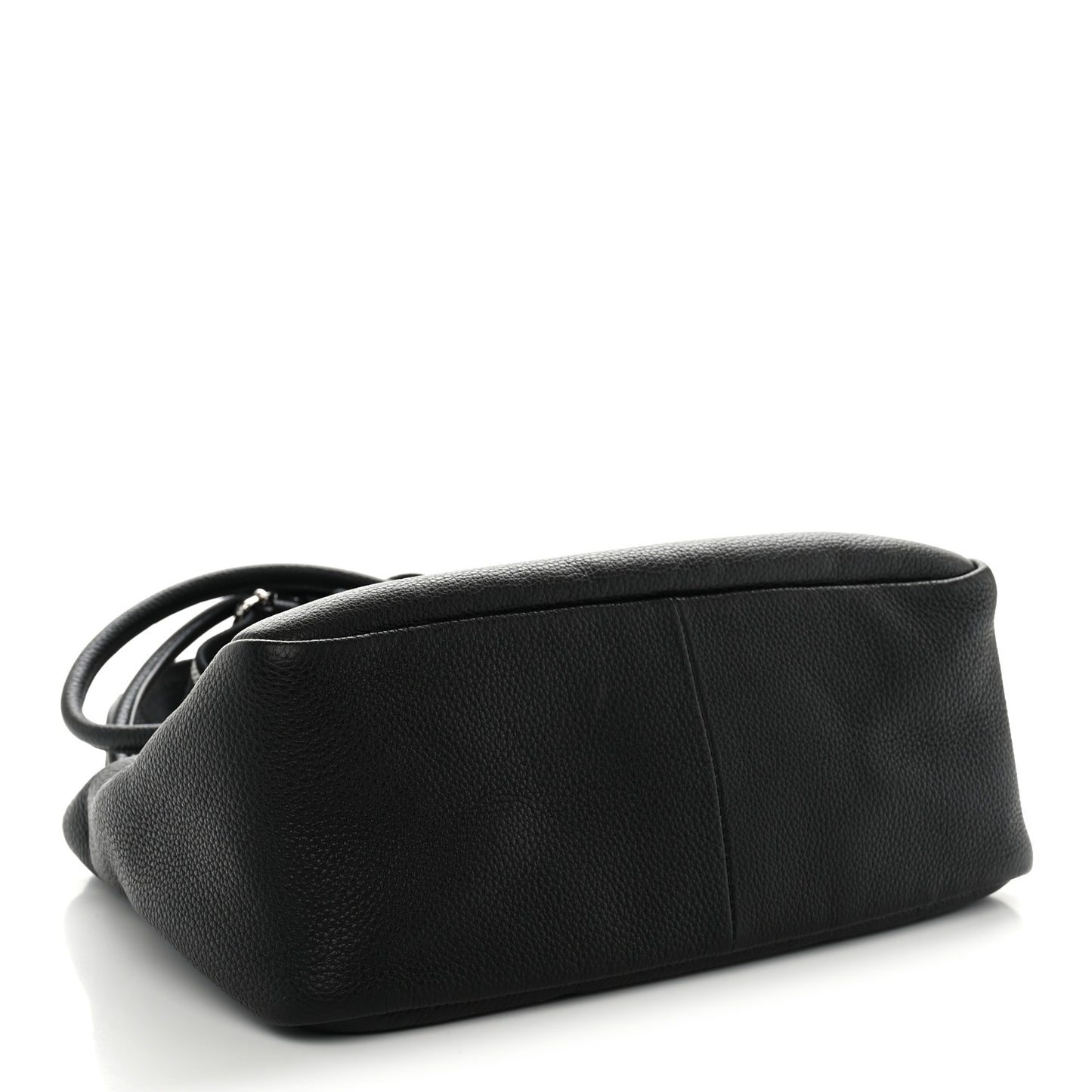 Vitello Daino Soft Medium Zippered Top Handle Bag Black