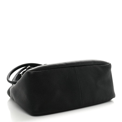 Prada Vitello Daino Soft Medium Zippered Top Handle Bag Black 4 of 9