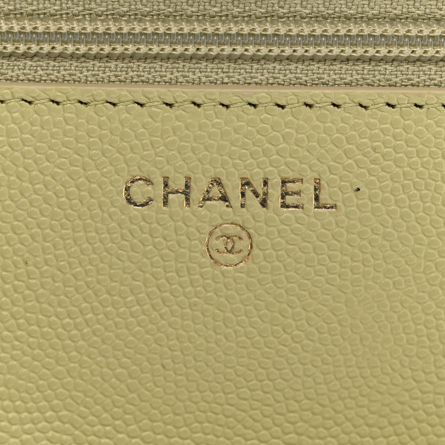 Caviar Quilted French New Wave Chain CC Wallet On Chain WOC Light Green