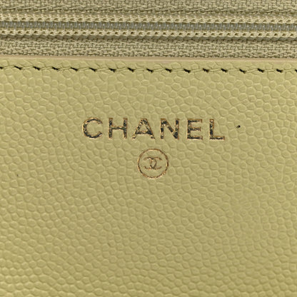 Chanel Caviar Quilted French New Wave Chain CC Wallet On Chain WOC Light Green 6 of 11