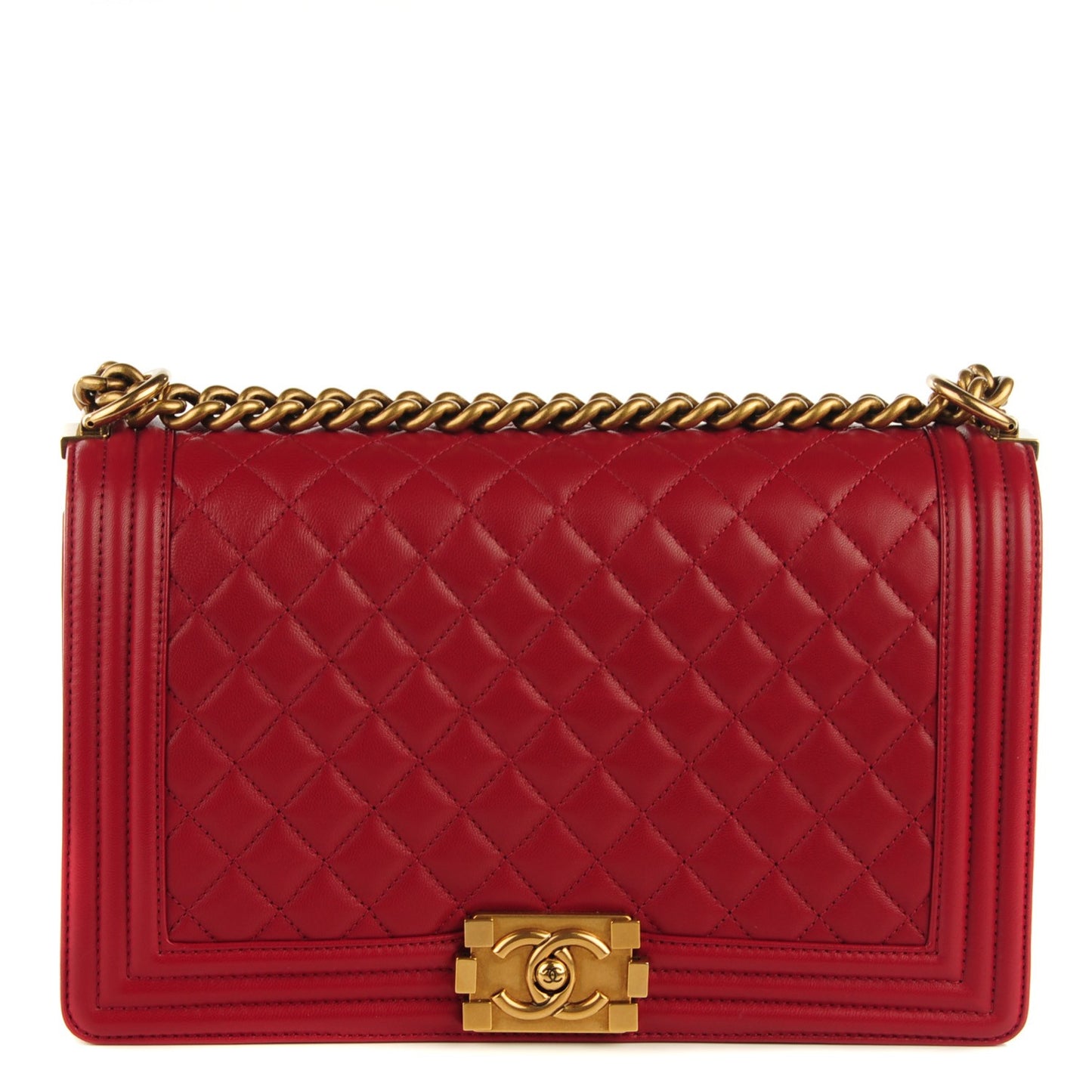 Lambskin Quilted New Medium Boy Flap Red