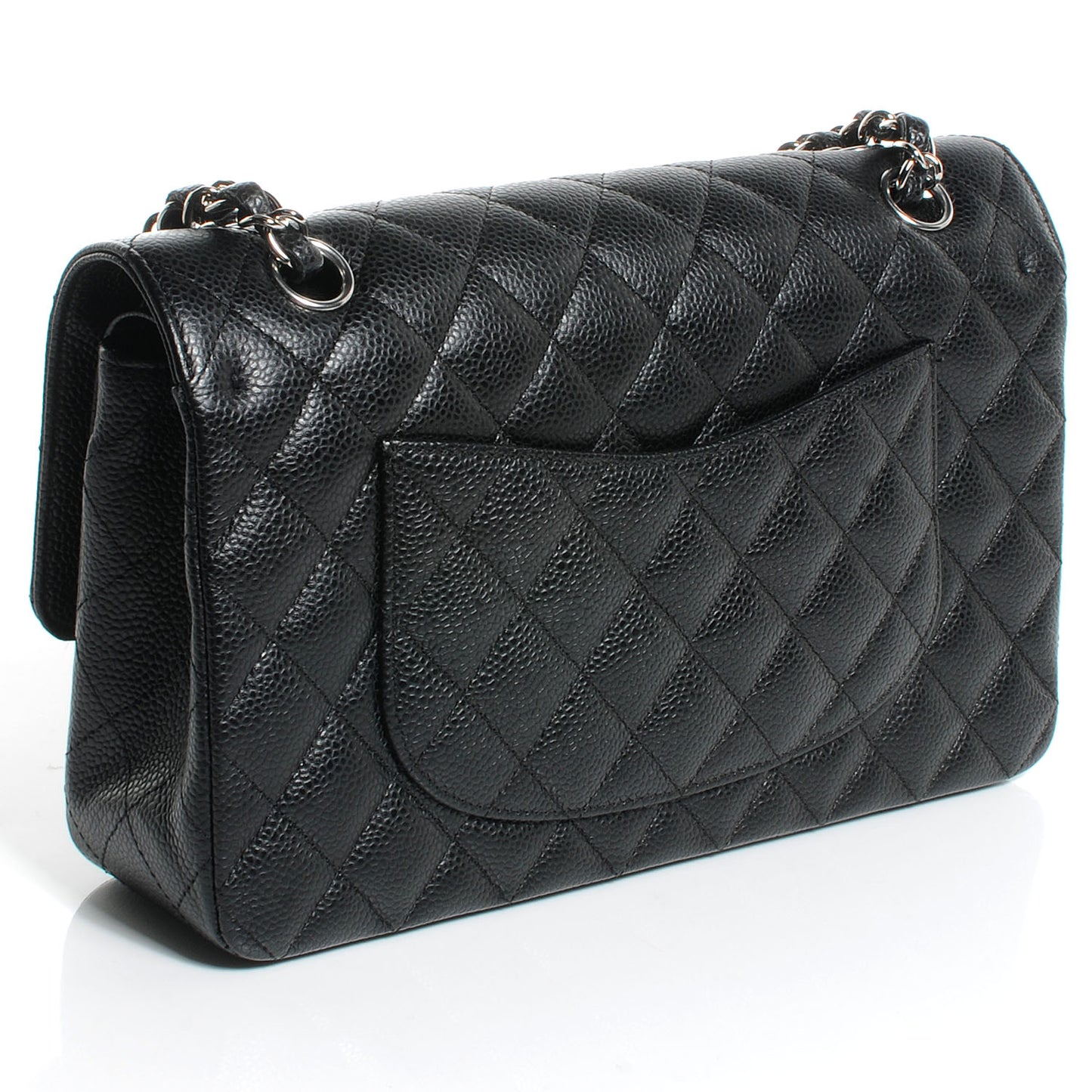 Caviar Quilted Medium Double Flap Black