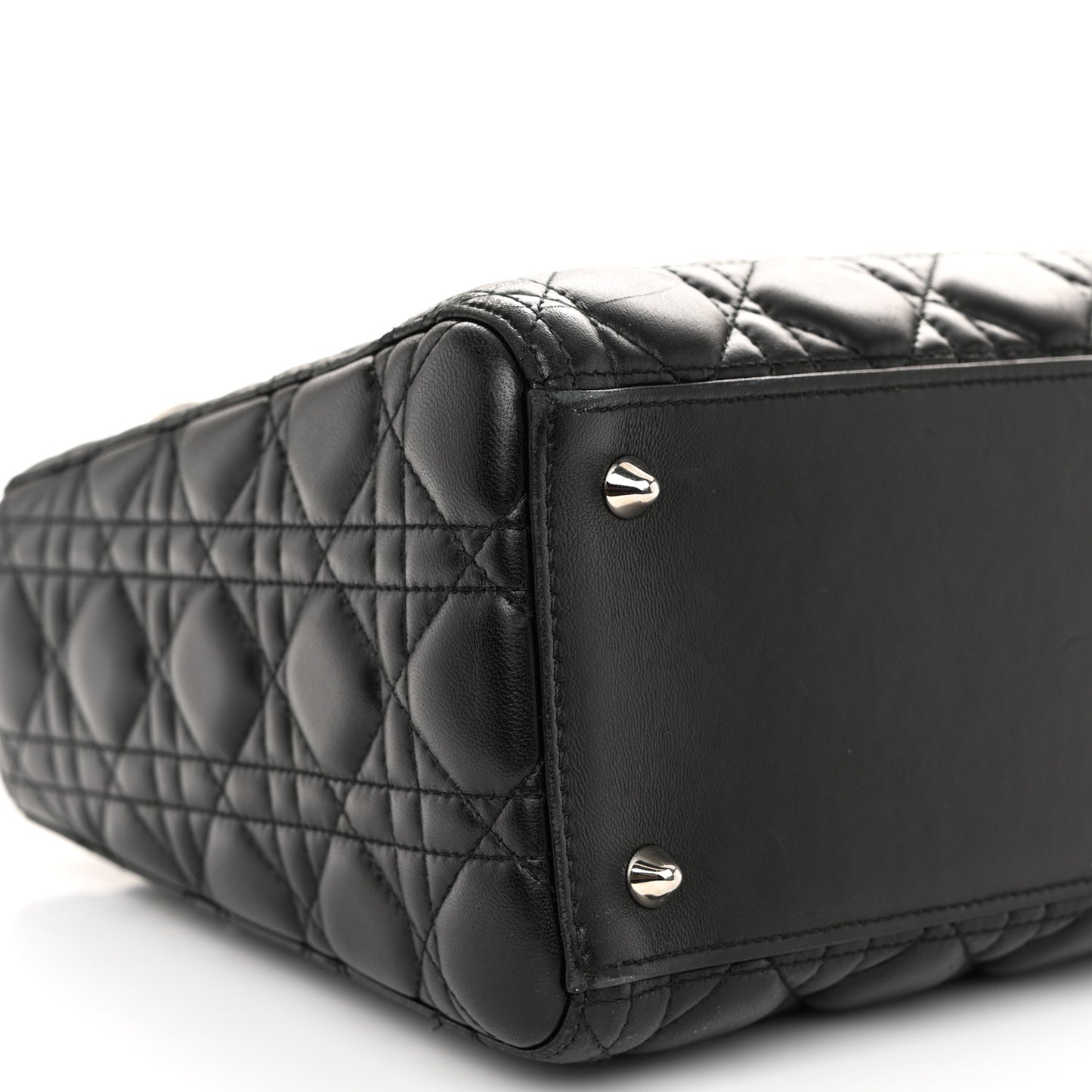 Lambskin Cannage Medium Lady Dior Crystal Strap Black