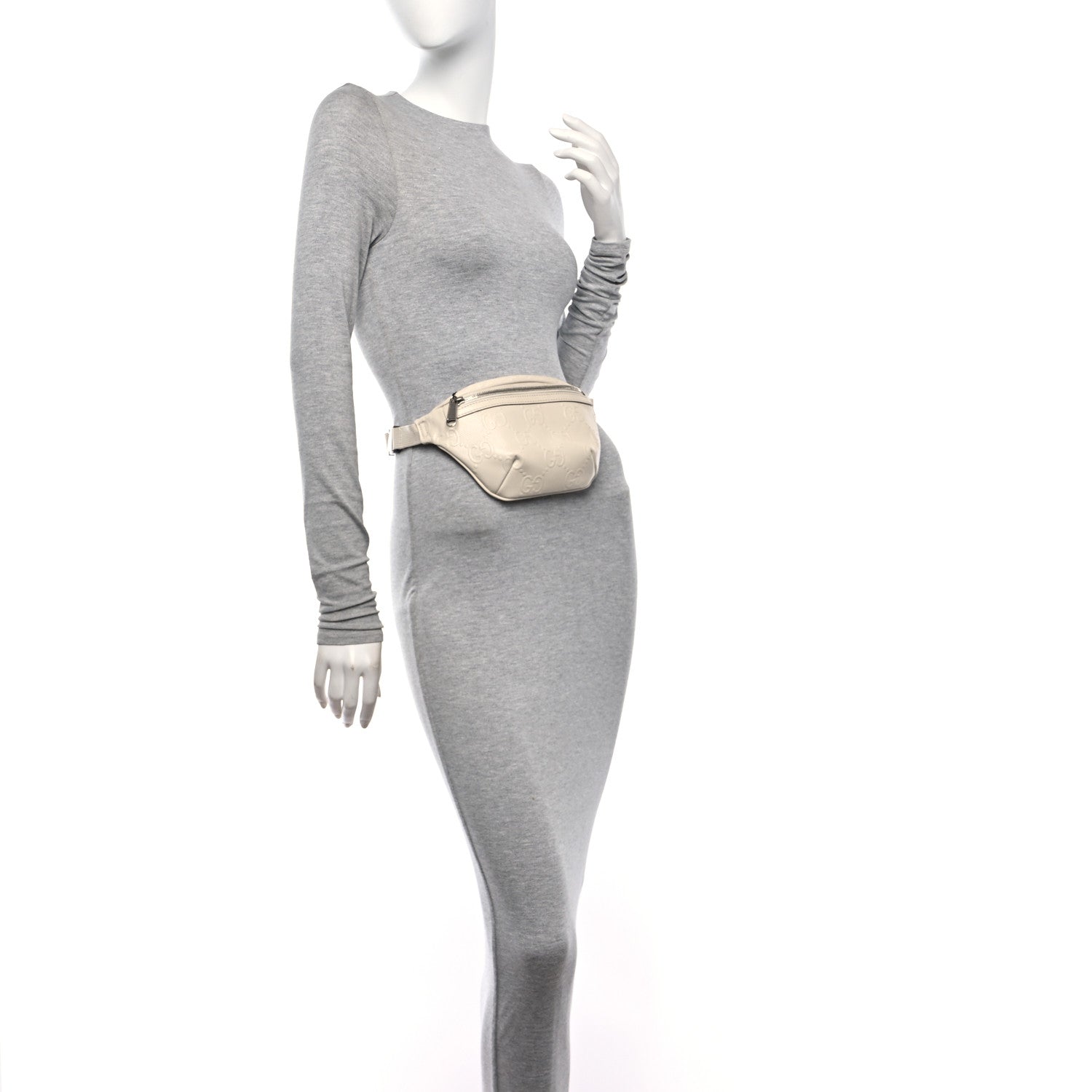 Gucci Calfskin GG Tennis Embossed Belt Bag Mystic White 2 of 9