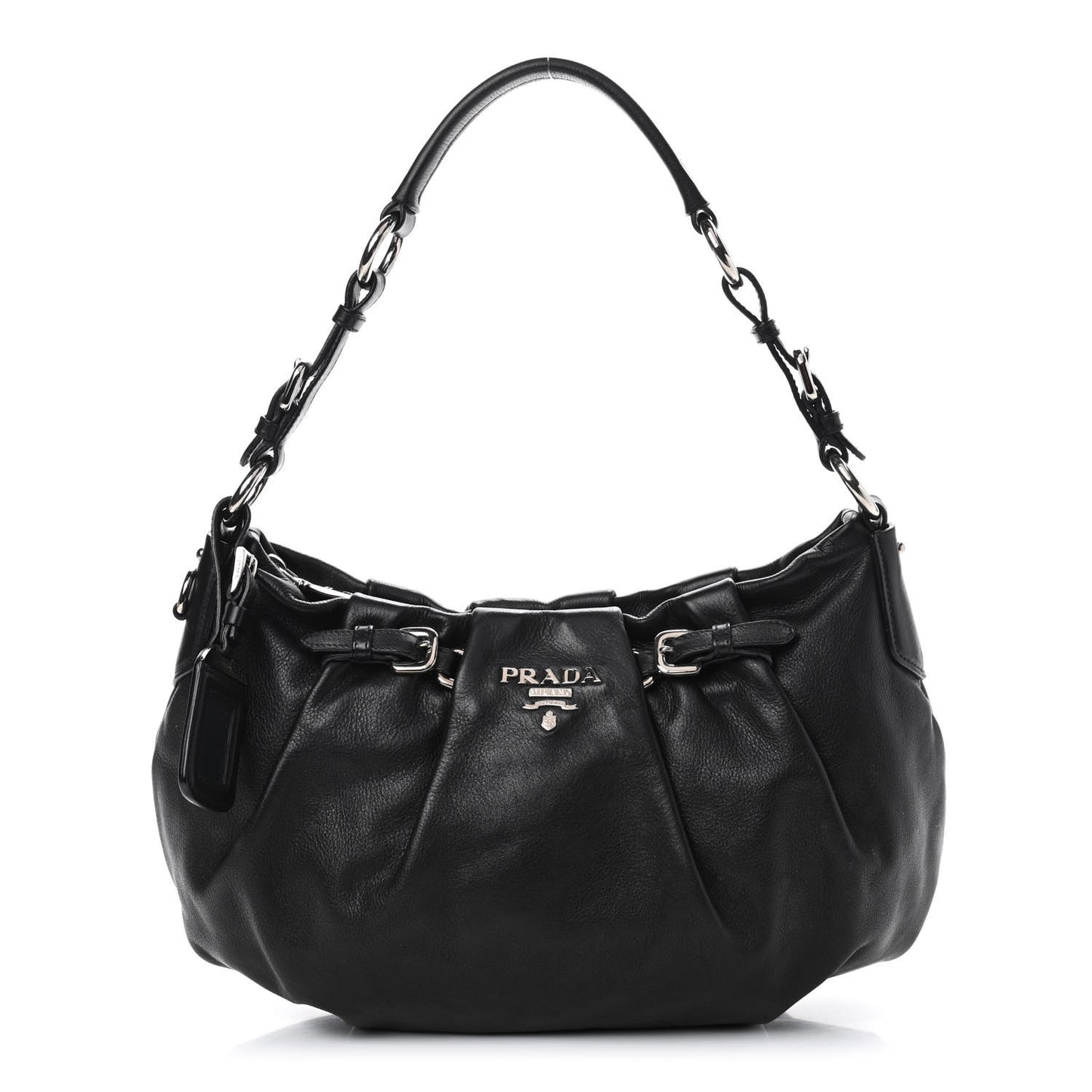 Soft Calfskin Pleated Hobo Black