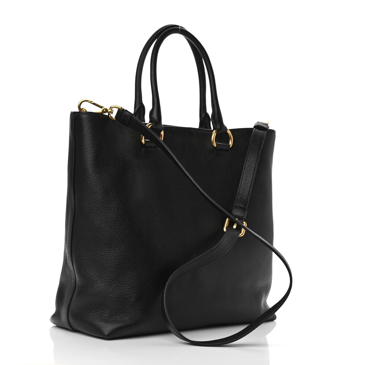 Prada Vitello Daino Tote Black 2 of 8