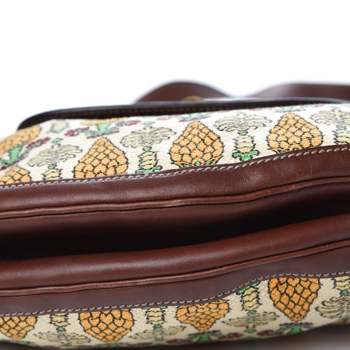 Canvas Pigna Print Peggy Bamboo Top Handle Bag Brown