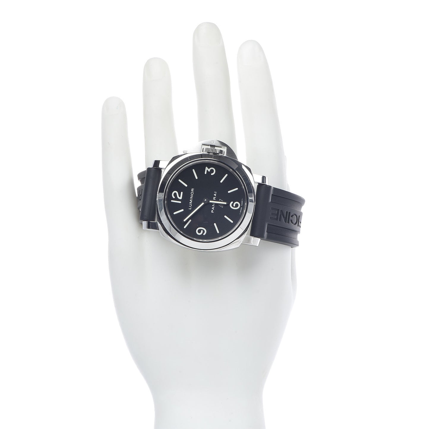 Stainless Steel Rubber 44mm Luminor Base Logo Manual Winding Watch Black PAM00773