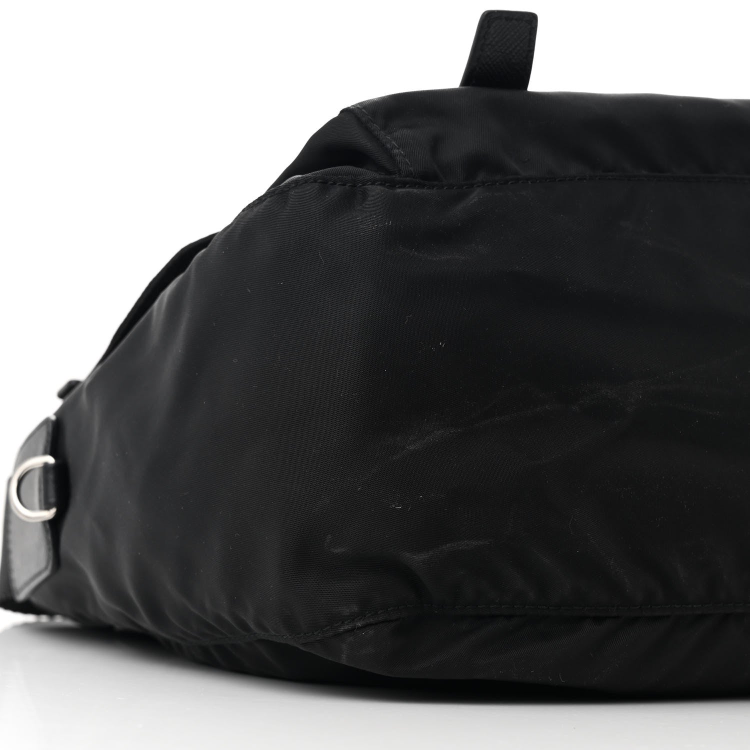 Prada Tessuto Nylon Saffiano Double Buckle Messenger Shoulder Bag Black 9 of 11