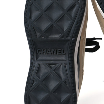 Chanel Velvet Calfskin Mixed Fibers CC Sneakers 36.5 Ivory Black 8 of 8
