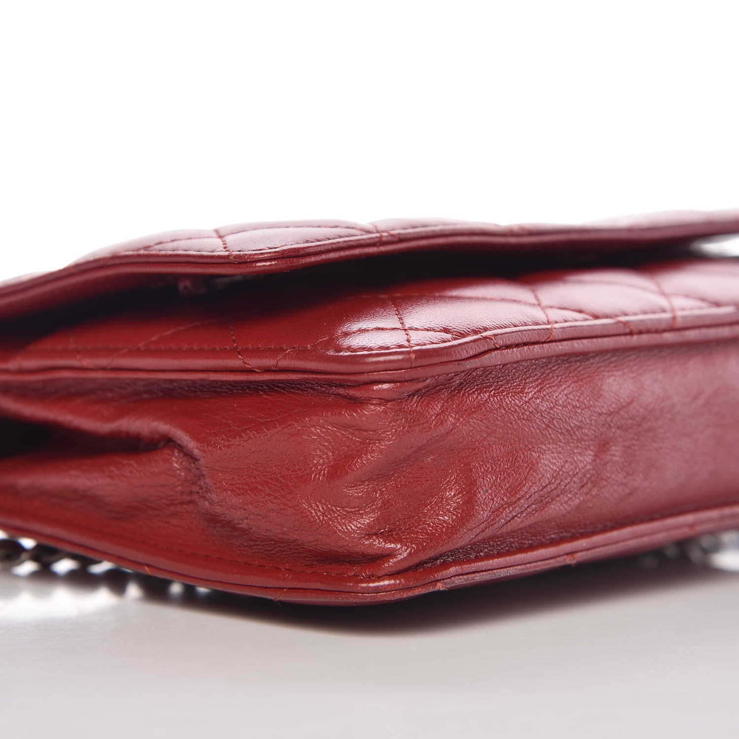 Chanel Lambskin Quilted Wallet On Chain WOC Red 10 of 12