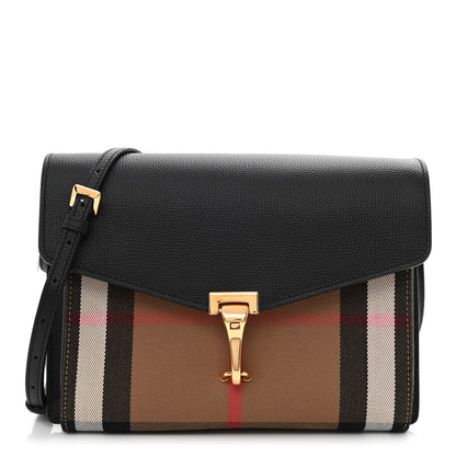 Burberry Derby Calfskin House Check Small Macken Crossbody Black 1 of 11