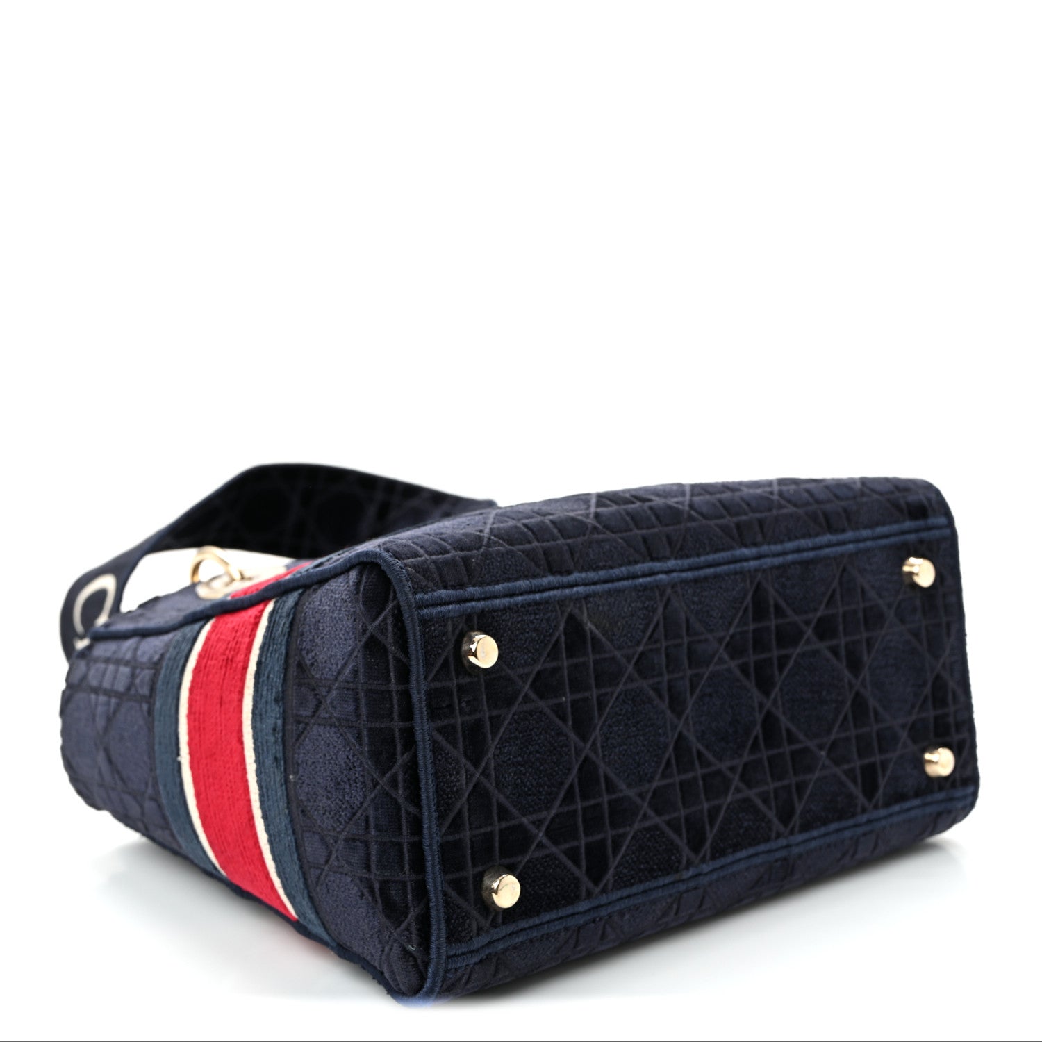 Christian Dior Velvet Cannage Medium Lady D-Lite Blue Red White 4 of 10
