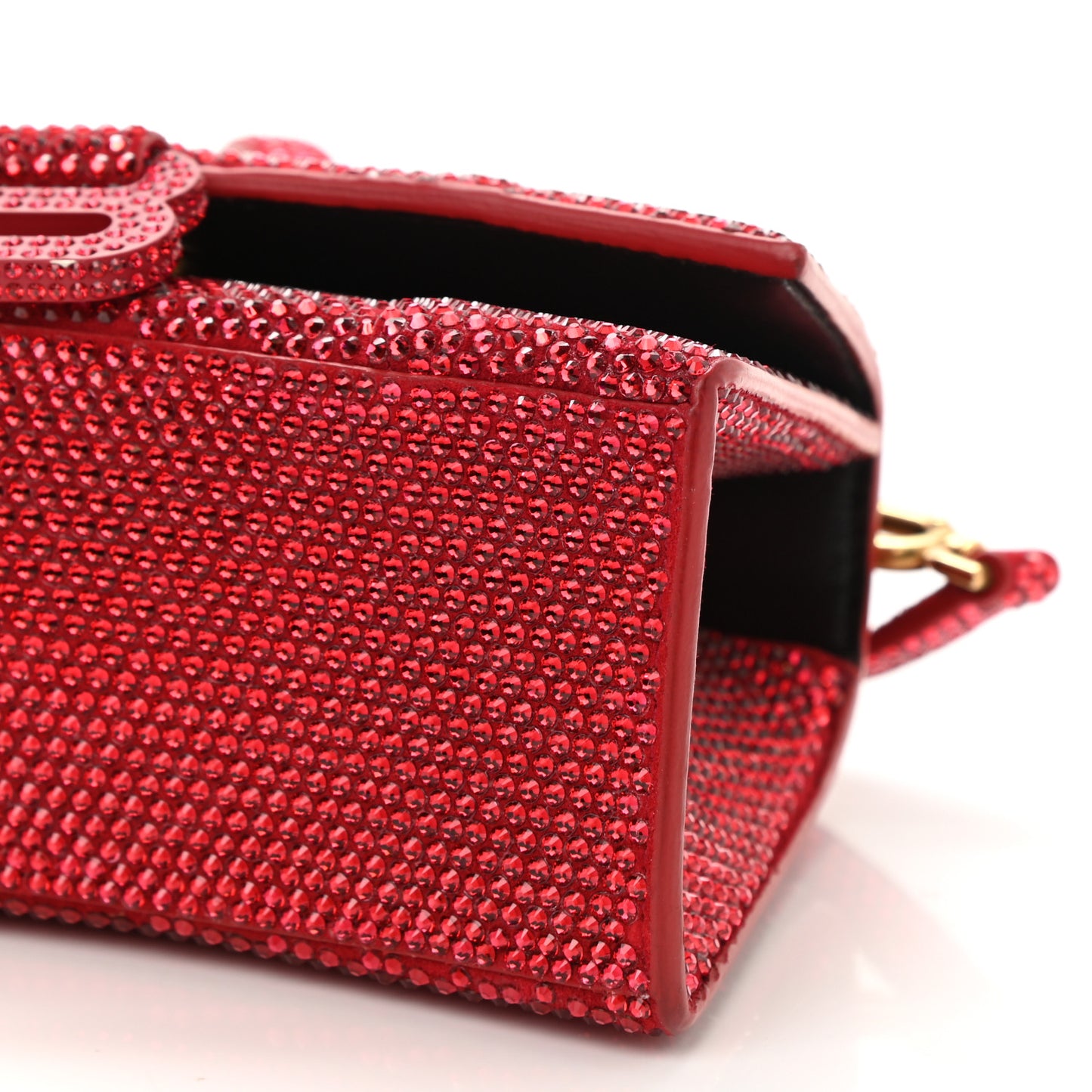 Strass Suede Hourglass Top Handle Bag XS Ruby