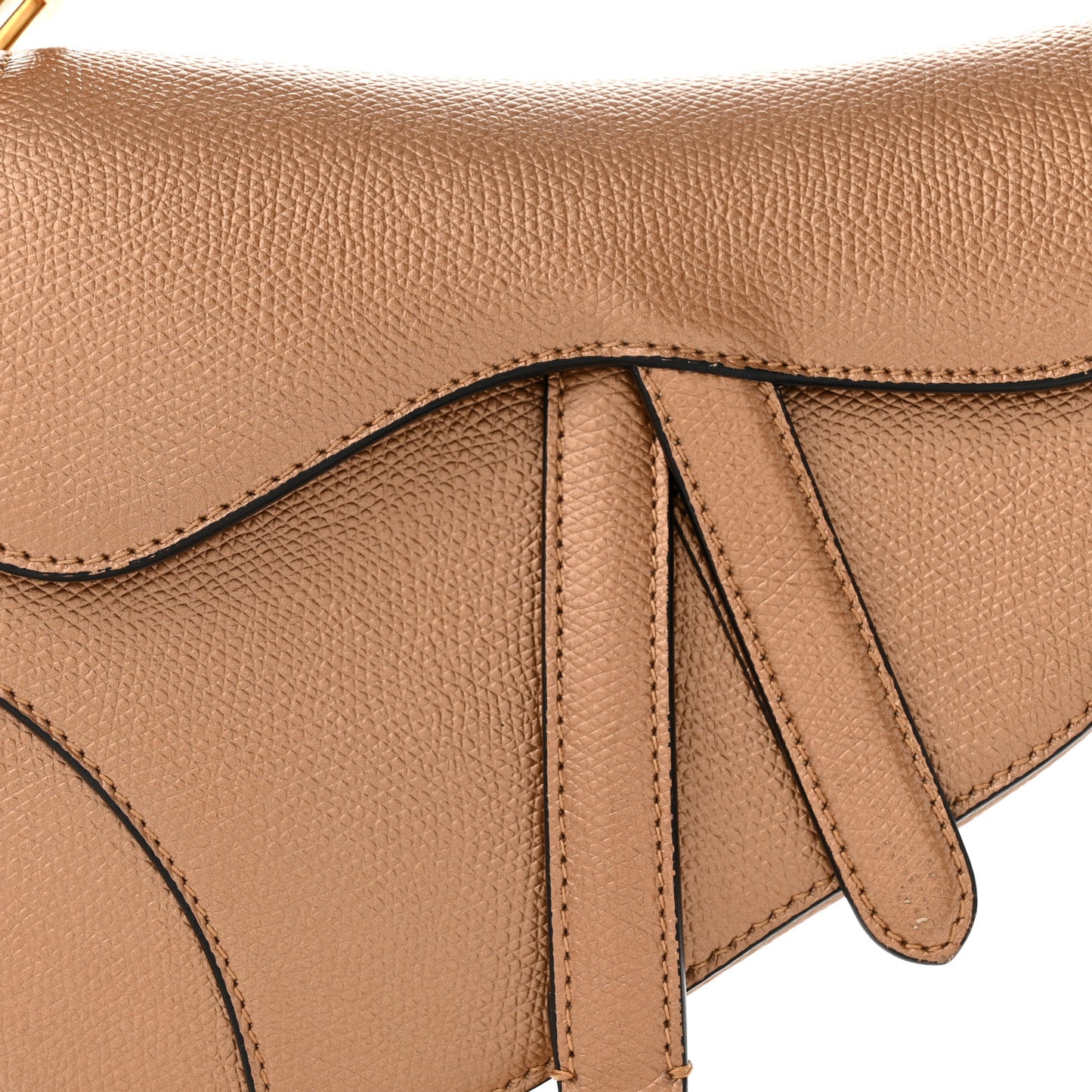Metallic Grained Calfskin Mini Saddle Bag Gold