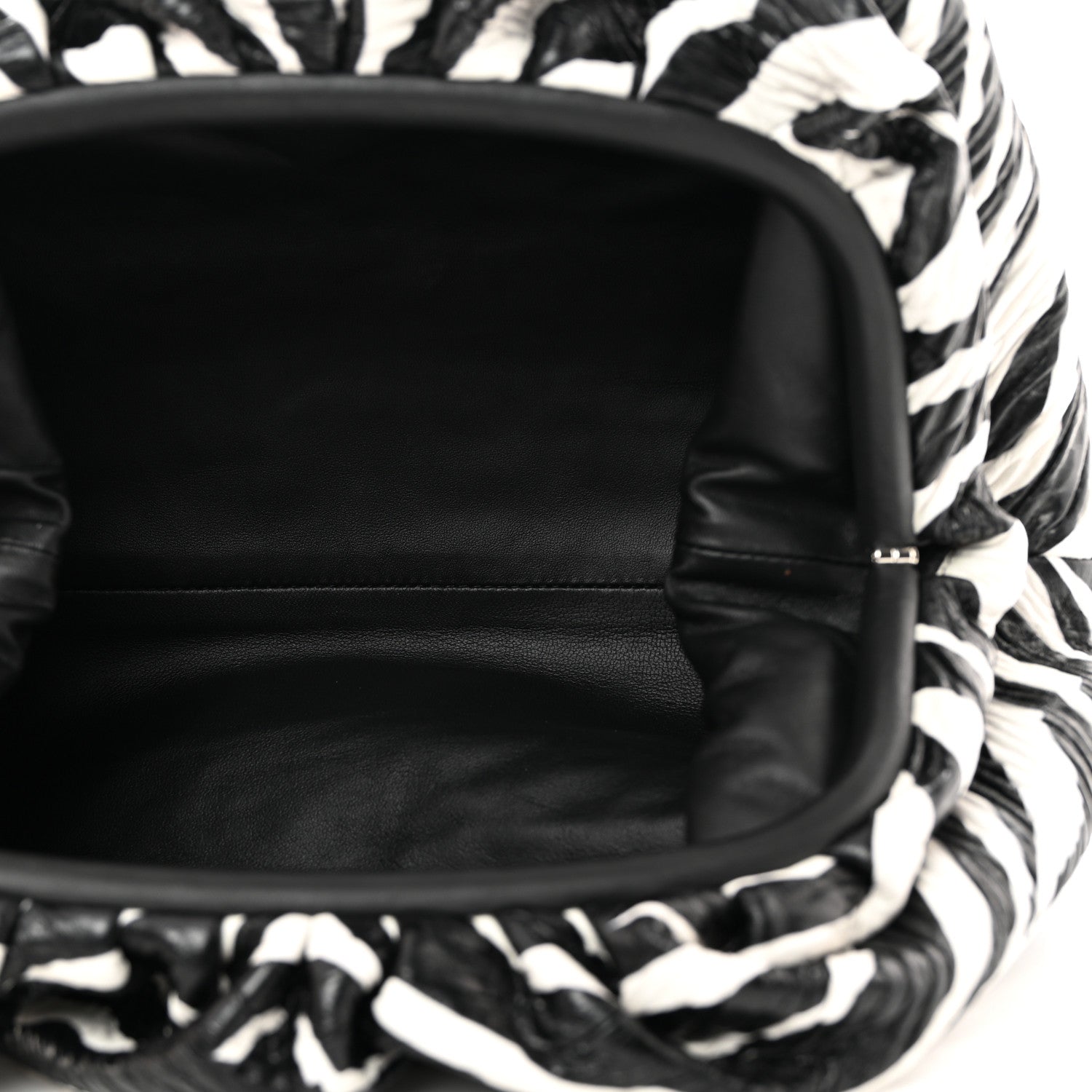 Bottega Veneta Nappa Zebra Print The Pouch Oversized Clutch White Black 5 of 7
