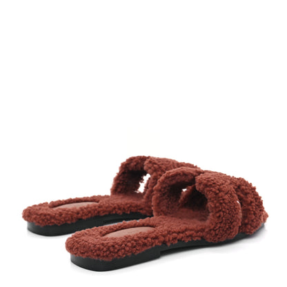Hermes Woolskin Oran Sandals 38 Cognac 4 of 8