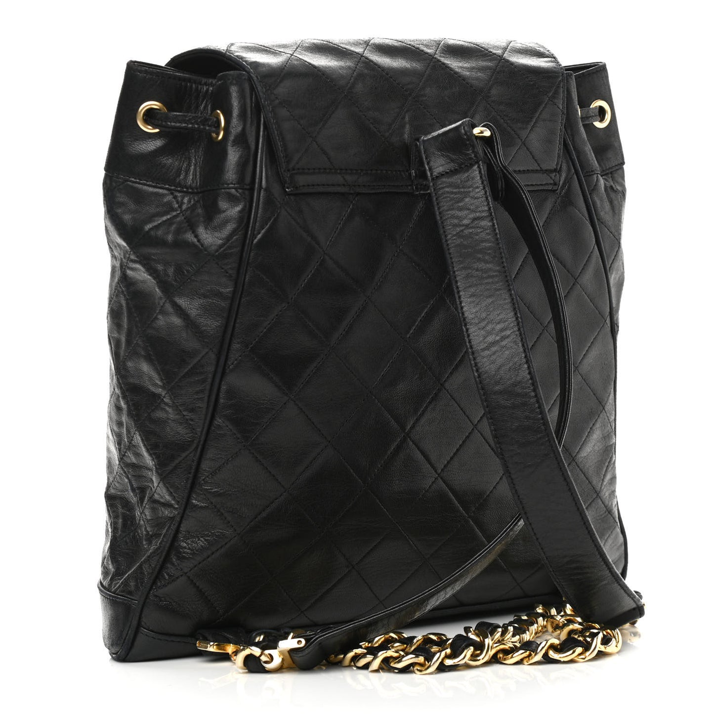 Lambskin Quilted Backpack Black
