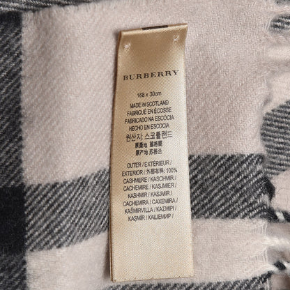 Burberry Cashmere Giant Check Fringe Scarf Ivory 4 of 5