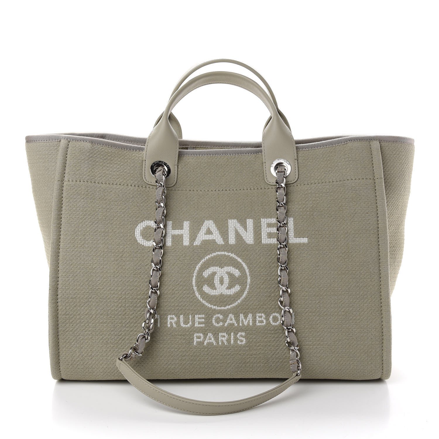 Chanel Canvas Large Deauville Tote Taupe 3 of 10