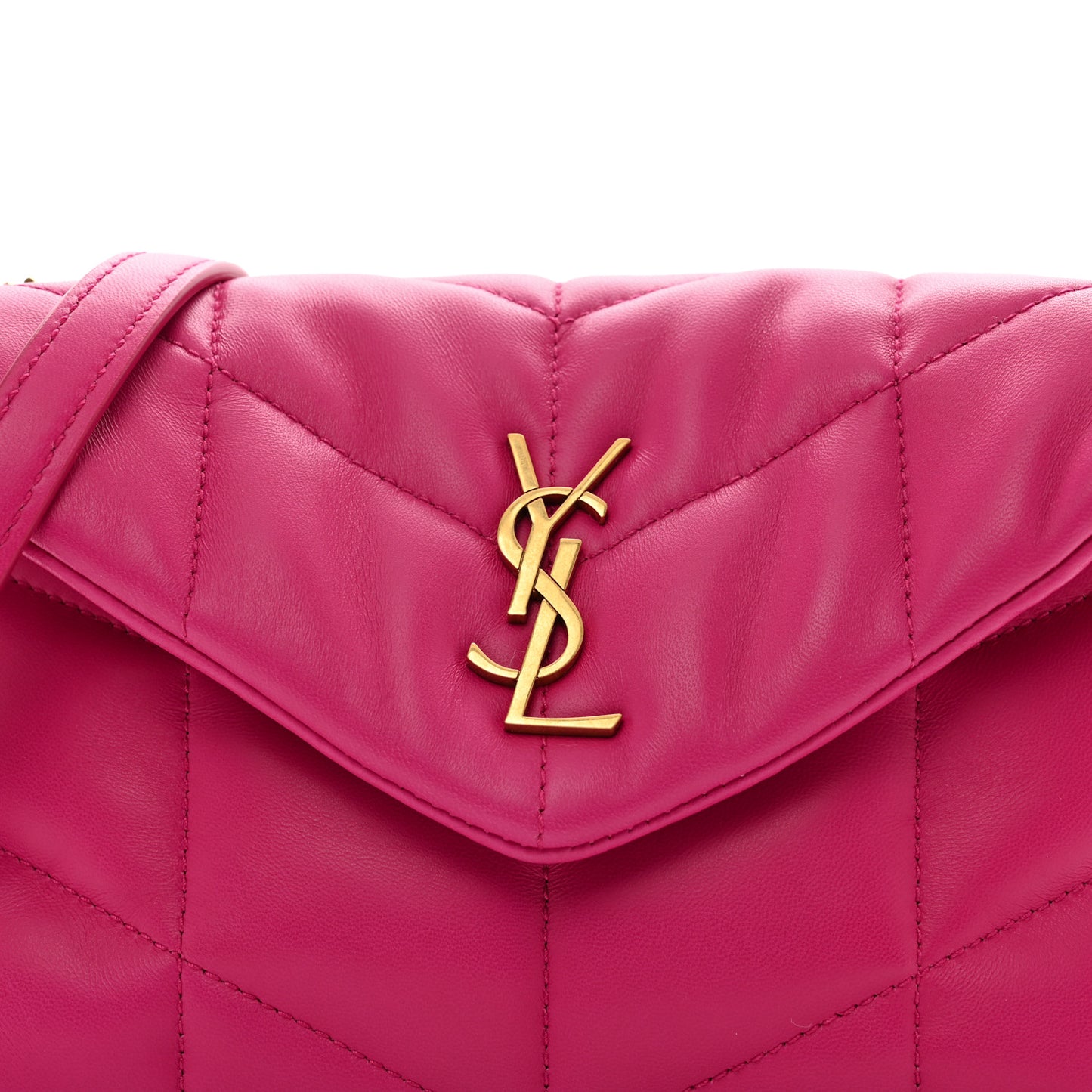 Lambskin Quilted Toy Loulou Puffer Monogram Chain Satchel Bubblegum