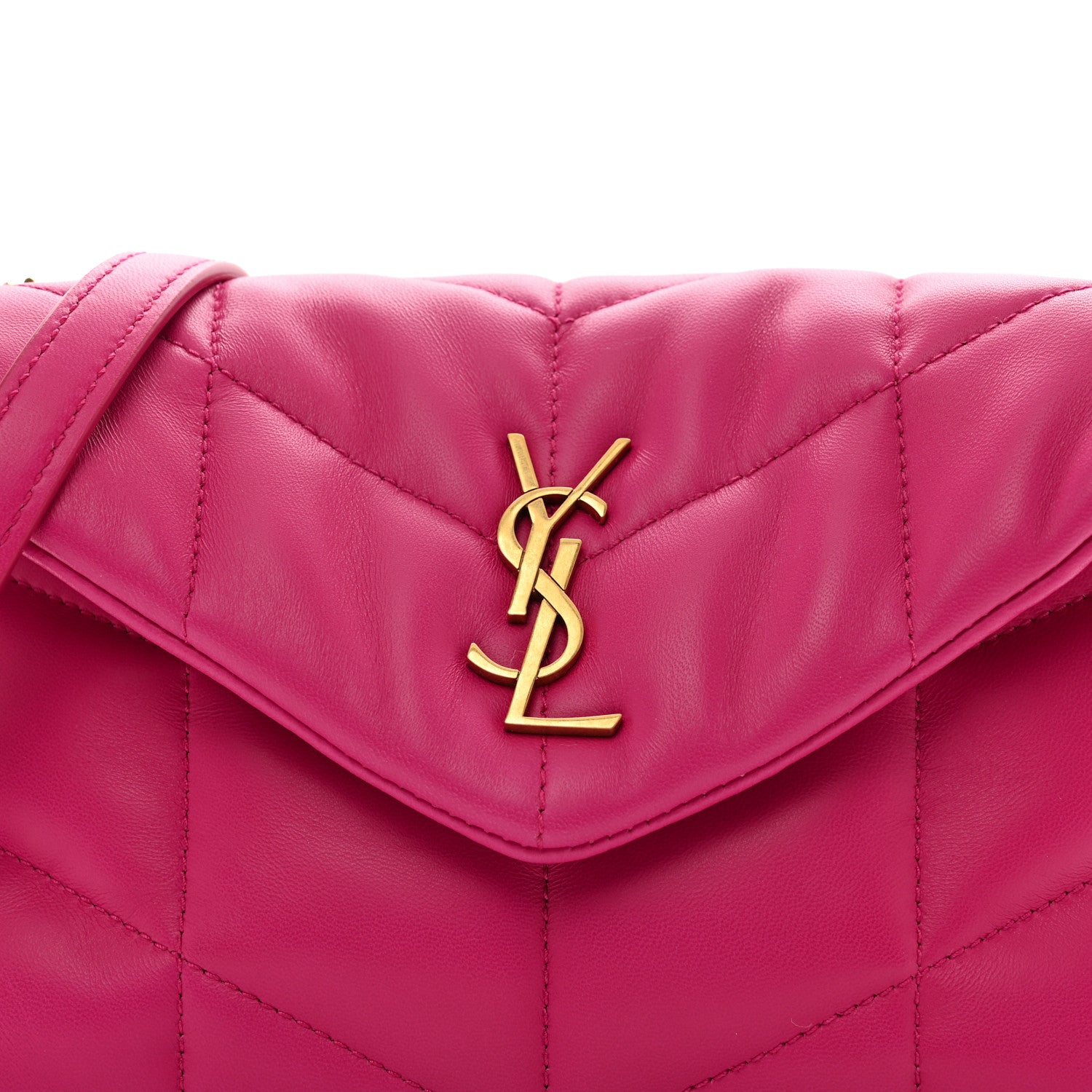 Saint Laurent Lambskin Quilted Toy Loulou Puffer Monogram Chain Satchel Bubblegum 5 of 9