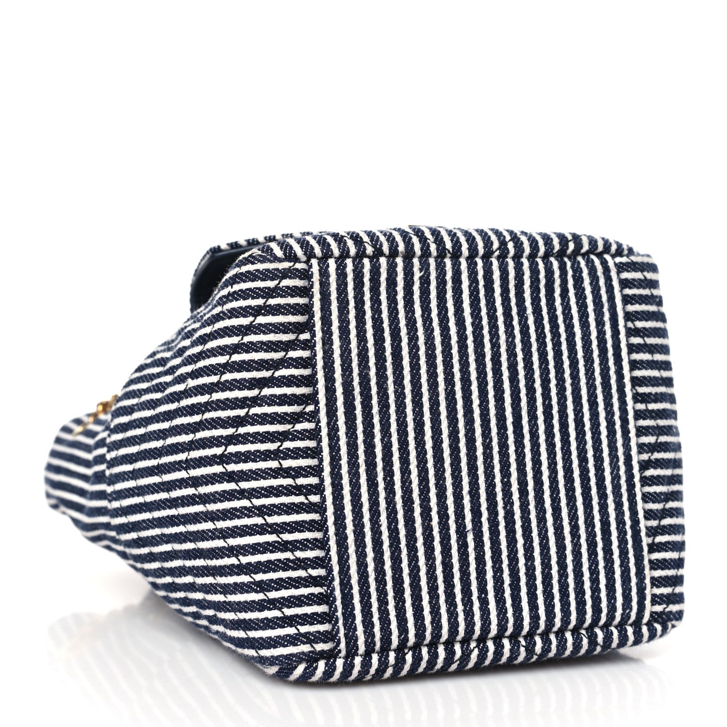Canvas Striped Nano Joe Bucket Bag Deep Marine Cream