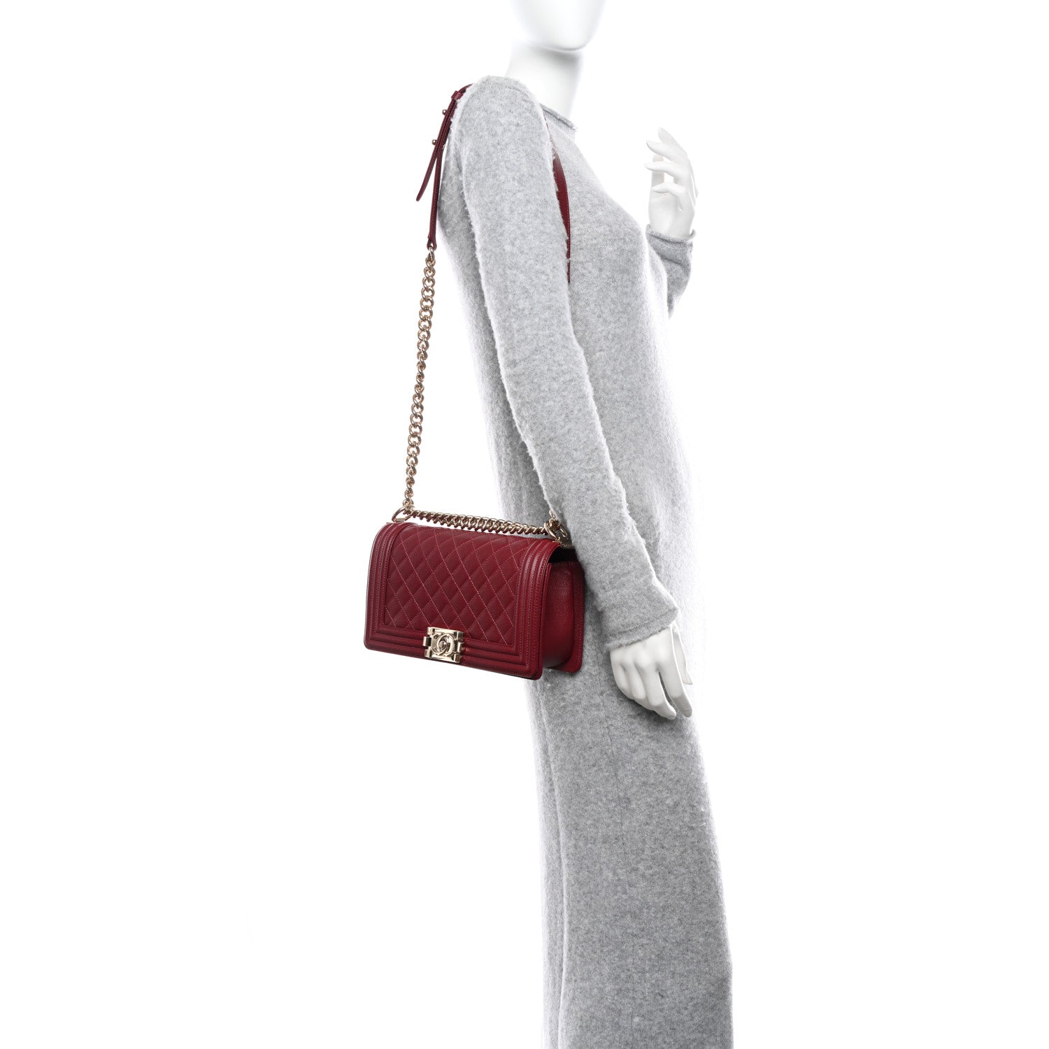 Chanel Caviar Quilted Medium Boy Flap Dark Red 2 of 11