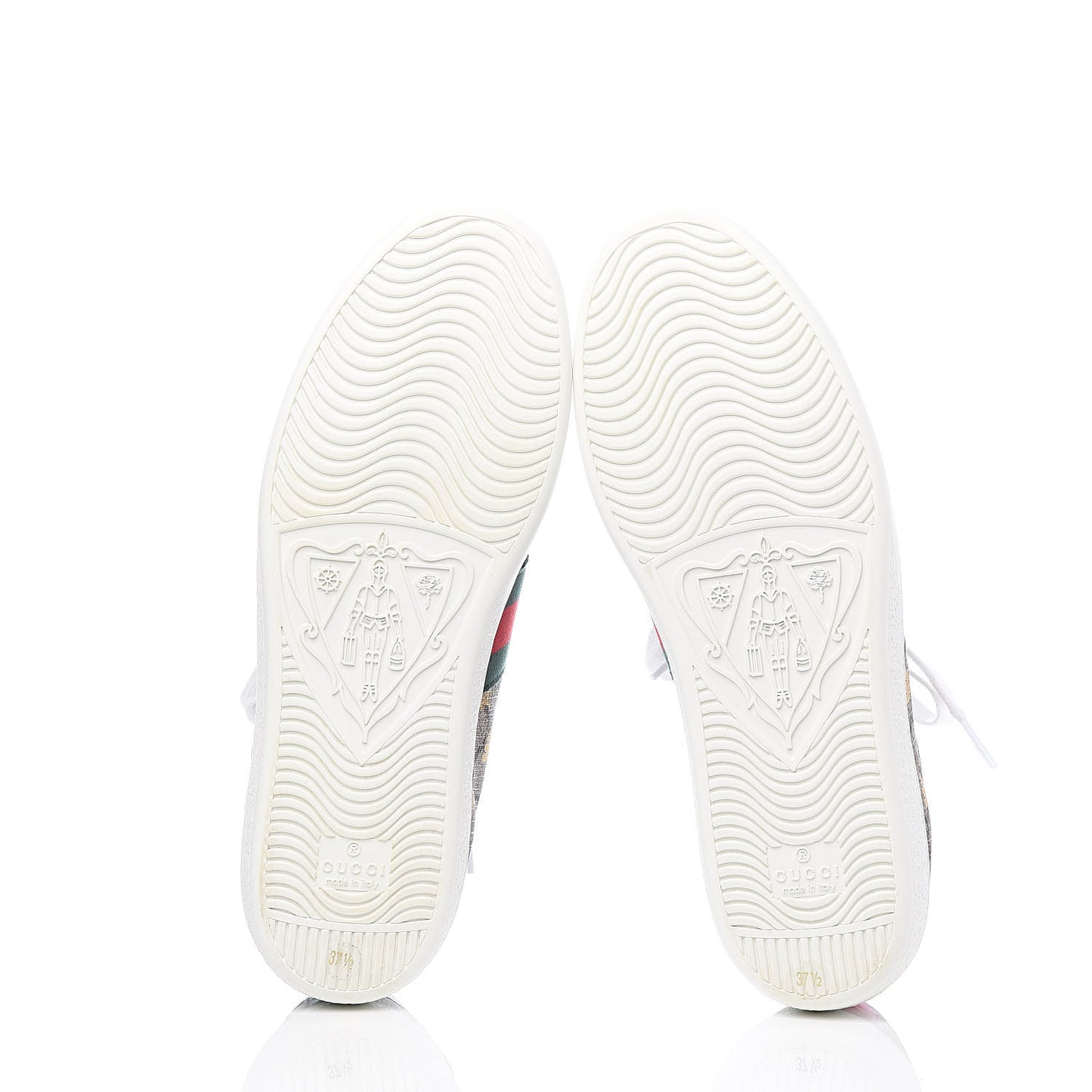 GG Supreme Monogram Bees Ayers Web Womens Ace Sneakers 37.5 Beige Oro Green Red